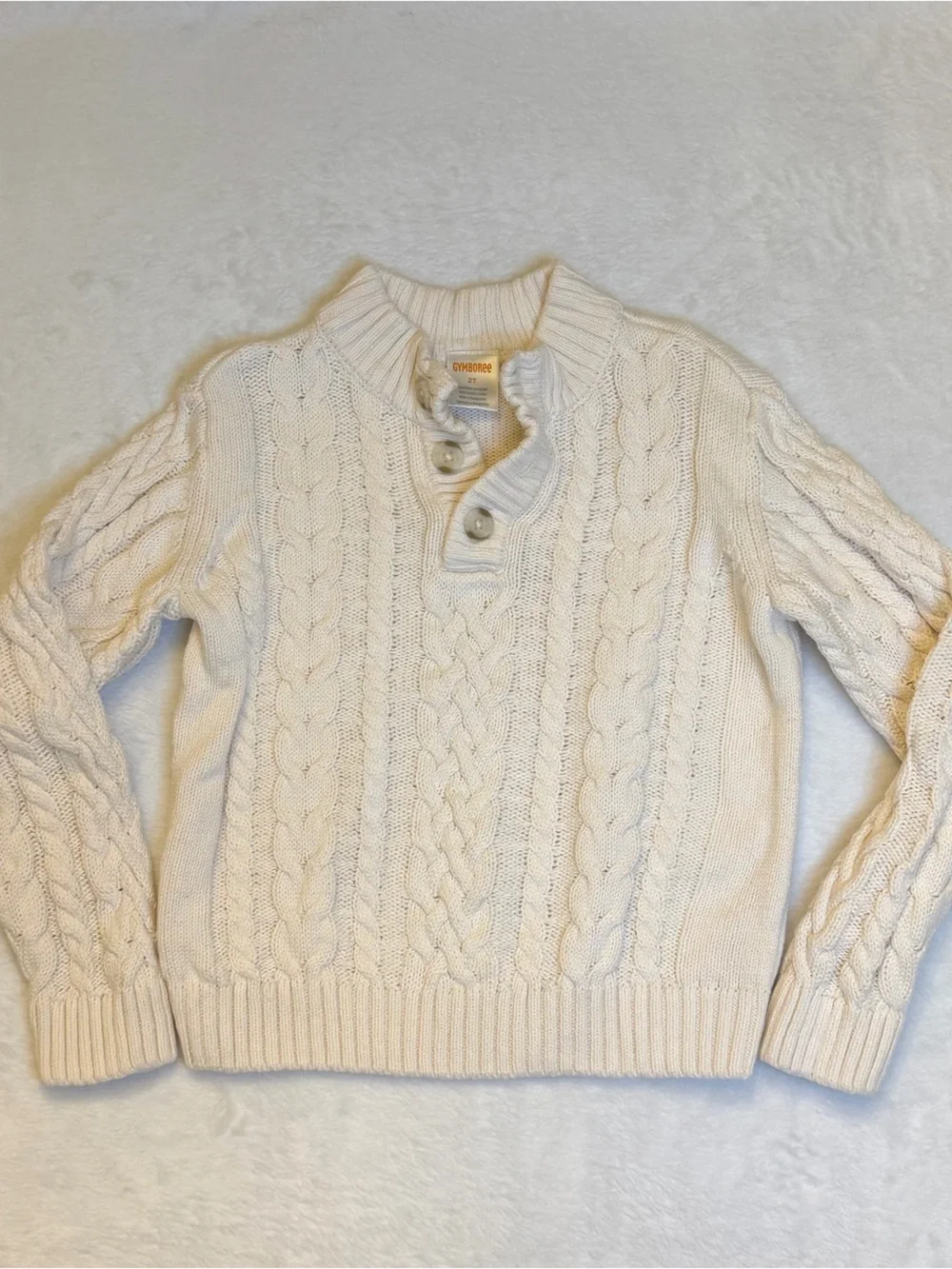 Gymboree Cable Knit Half-Button Sweater - Cream - 2T